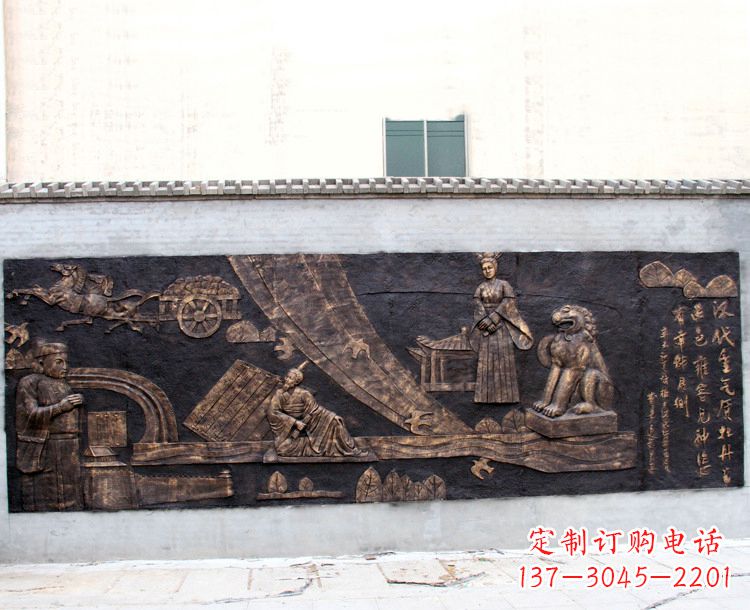 无锡“汉代重气质，牡丹留正色”中国传统文化浮雕壁画，玻璃钢仿铜园林墙壁装饰壁画