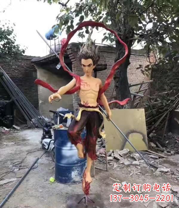 无锡玻璃钢仿真哪吒雕塑