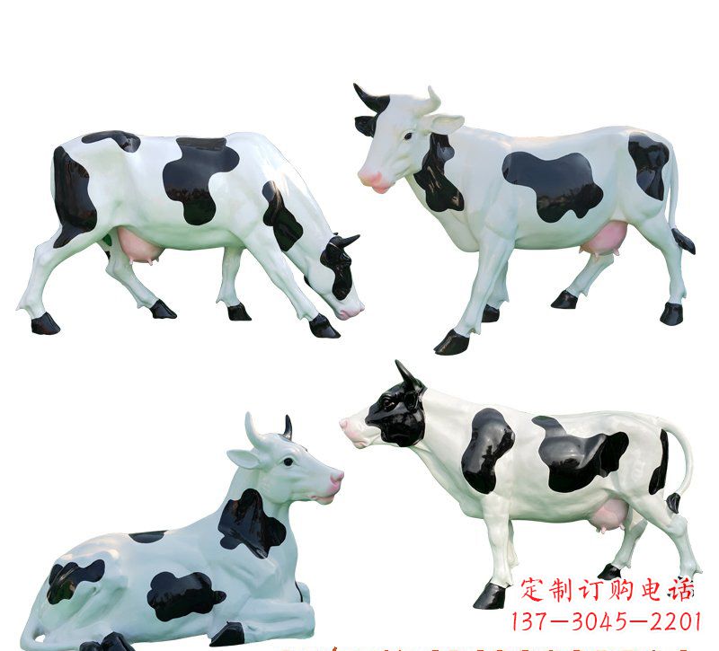 无锡玻璃钢仿真奶牛雕塑精美的艺术品