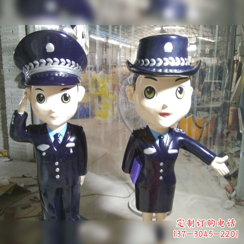 无锡玻璃钢卡通警察雕塑