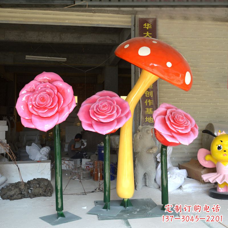 无锡玫瑰之美玻璃钢玫瑰雕塑