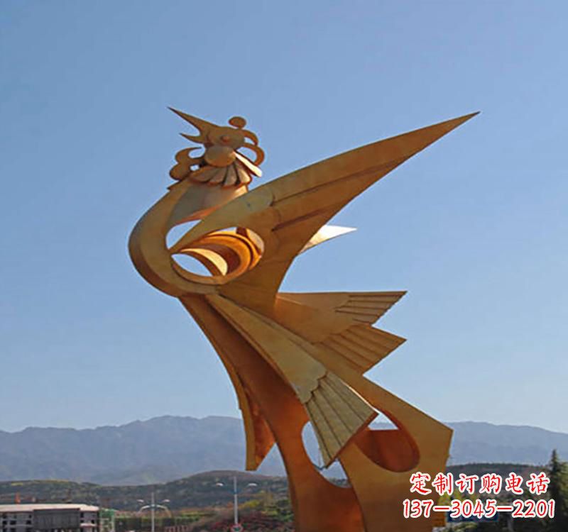 无锡不锈钢凤凰雕塑传承瑞雪兆丰年