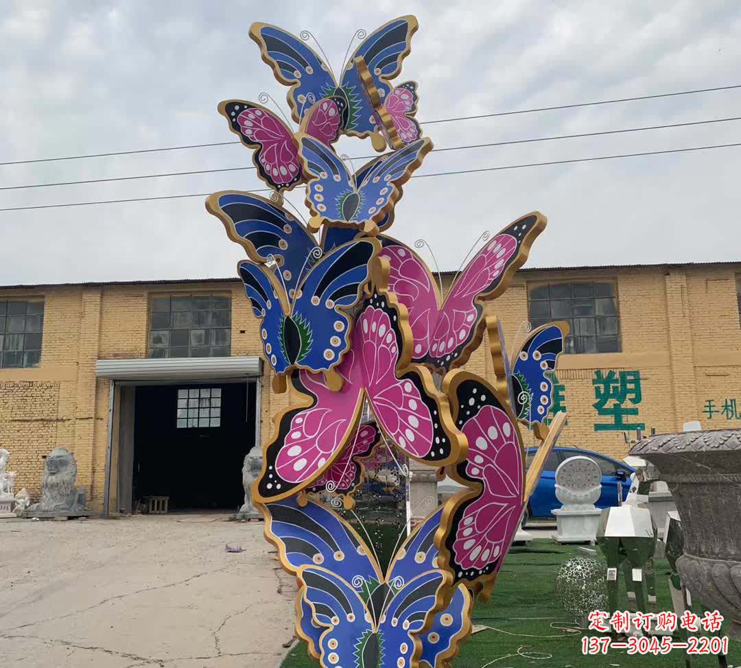 无锡不锈钢彩绘蝴蝶雕塑精美绝伦