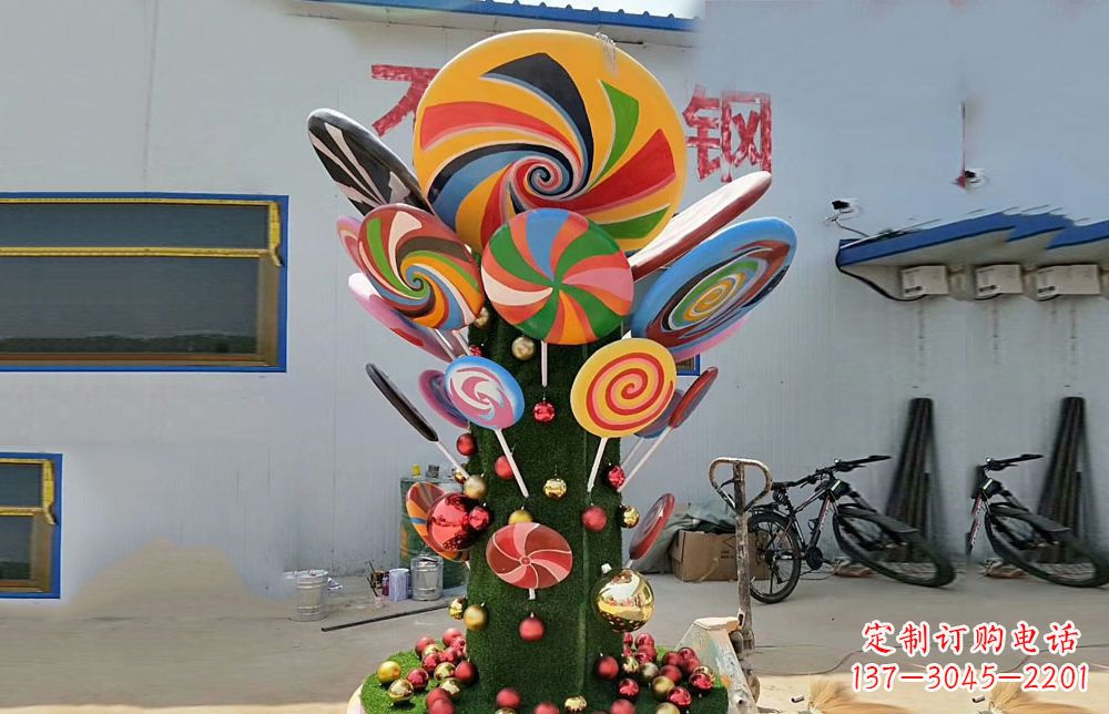 无锡不锈钢彩色棒棒糖景观雕塑