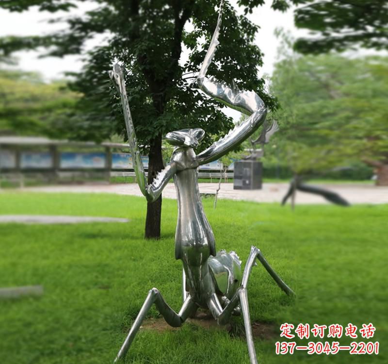 无锡不锈钢草坪螳螂雕塑