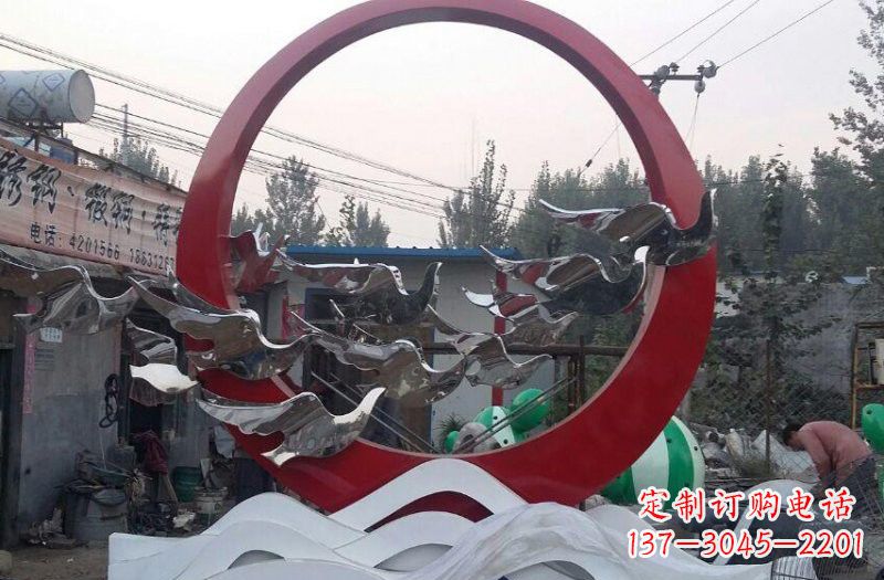 无锡不锈钢抽象和平鸽和谐雕塑
