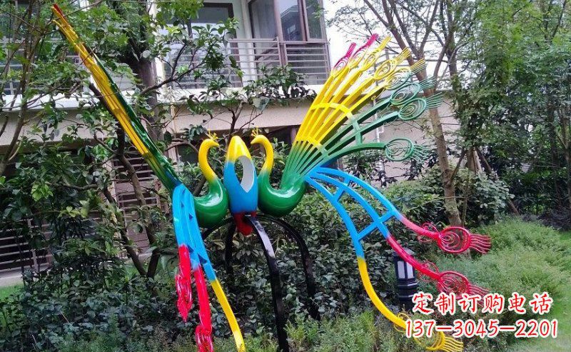 无锡不锈钢抽象孔雀雕塑 (4)
