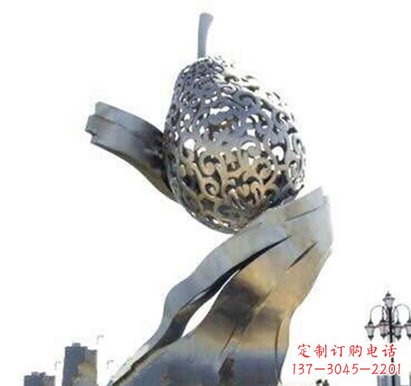 无锡不锈钢梨雕塑艺术结合精美外形
