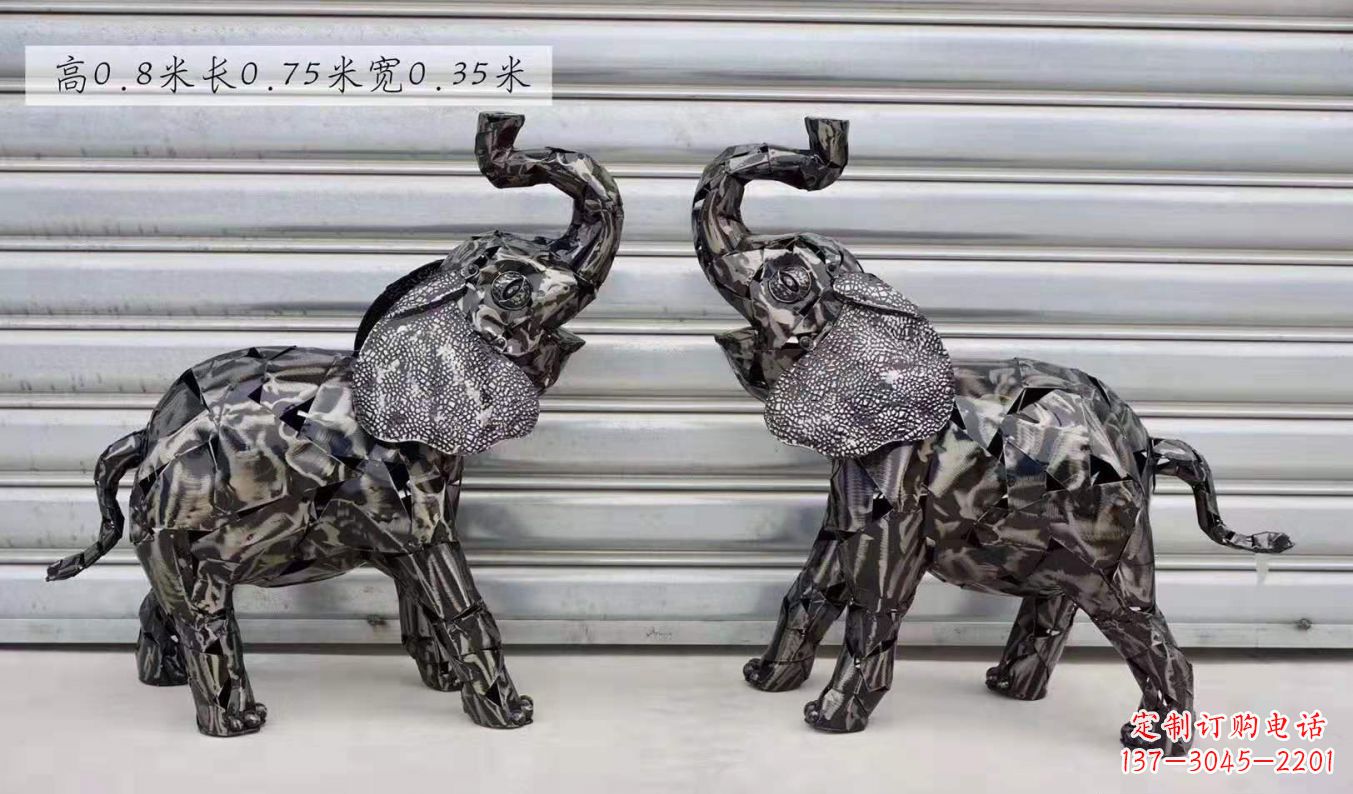 无锡不锈钢大象雕塑精美的摆件装饰