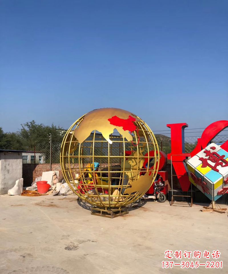 无锡不锈钢地球仪雕塑点缀校园景观