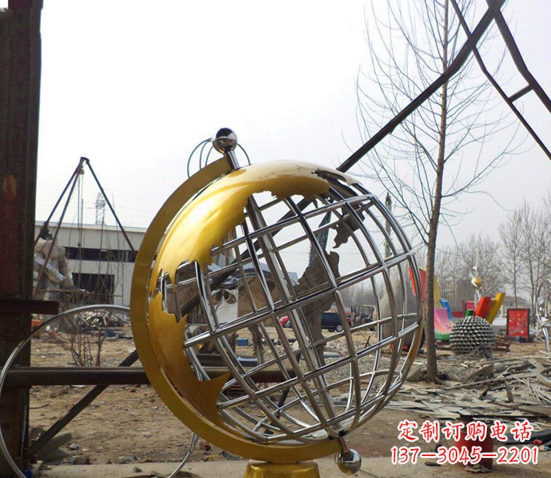无锡不锈钢地球仪雕塑象征着美好未来