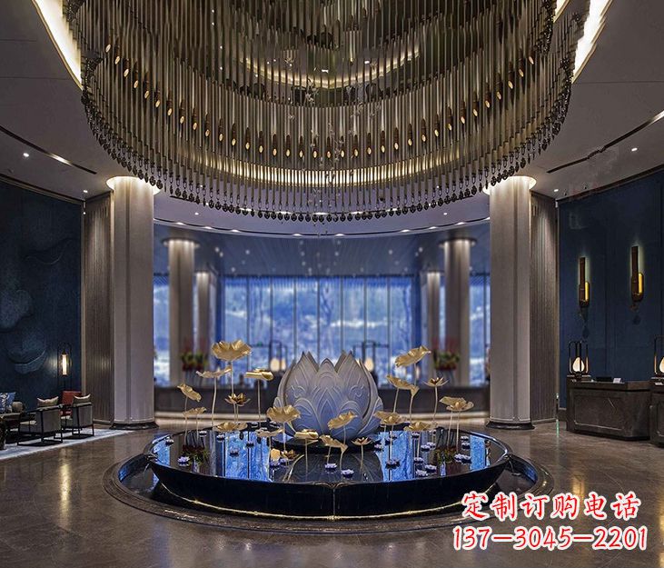 无锡不锈钢锻造荷花雕塑精美无比