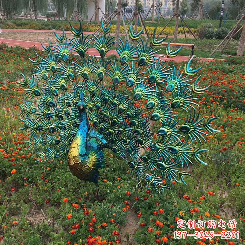 无锡不锈钢仿真孔雀雕塑-公园草坪动物雕塑摆件
