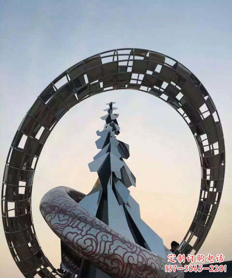 无锡不锈钢松树祥云雕塑