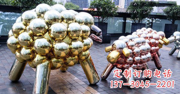 无锡不锈钢广场小羊肖恩抽象动物雕塑