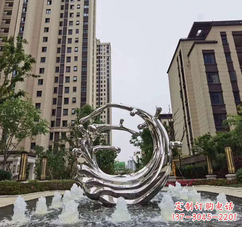 无锡不锈钢海浪喷泉雕塑精美雕刻,灿烂绚烂