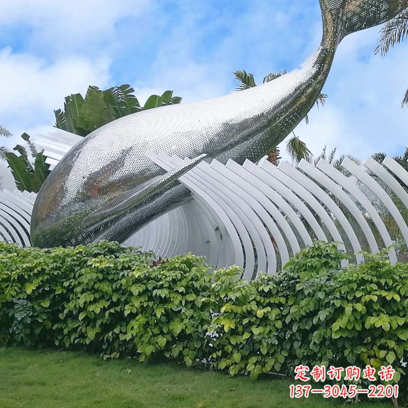 无锡海豚雕塑镜面鲸鱼创意动物景观