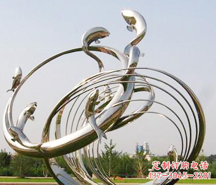 无锡不锈钢海豚雕塑美丽而又神秘