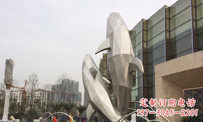 无锡不锈钢海豚喷泉雕塑精美的海洋之美