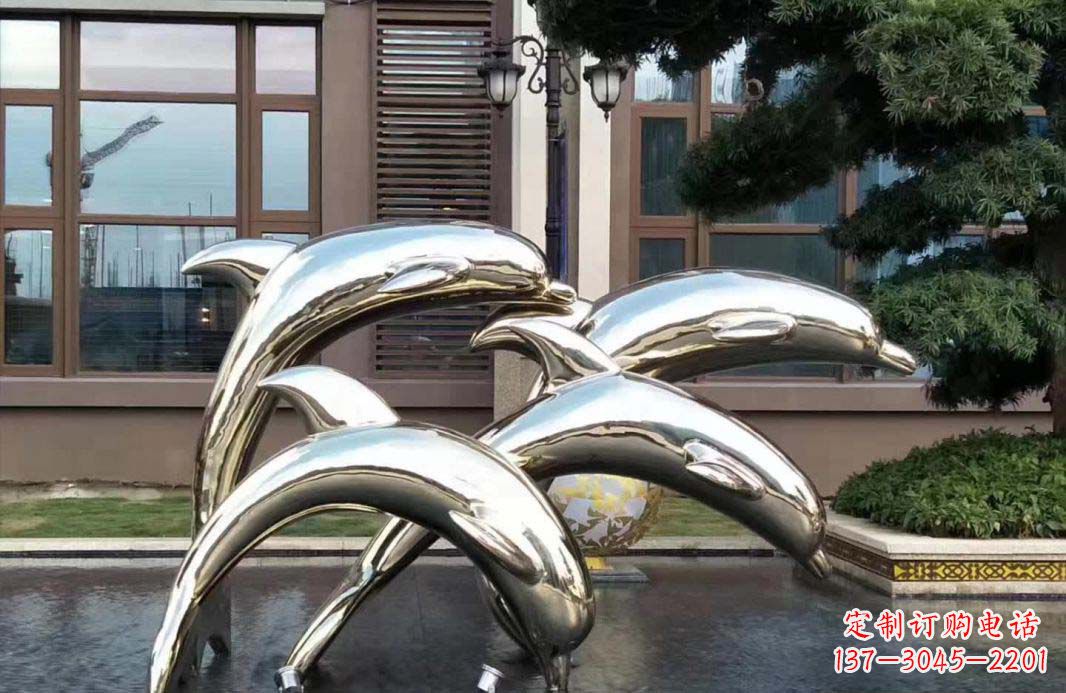 无锡不锈钢海豚跳跃雕塑