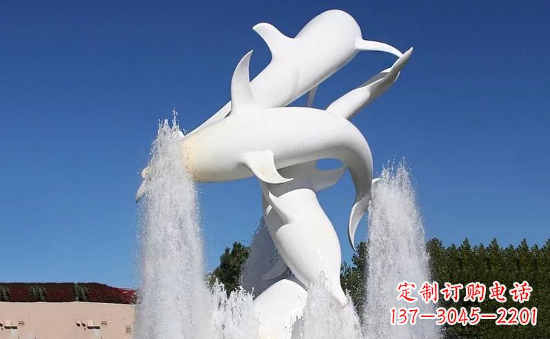 无锡不锈钢海豚喷泉雕塑传递海豚的美丽