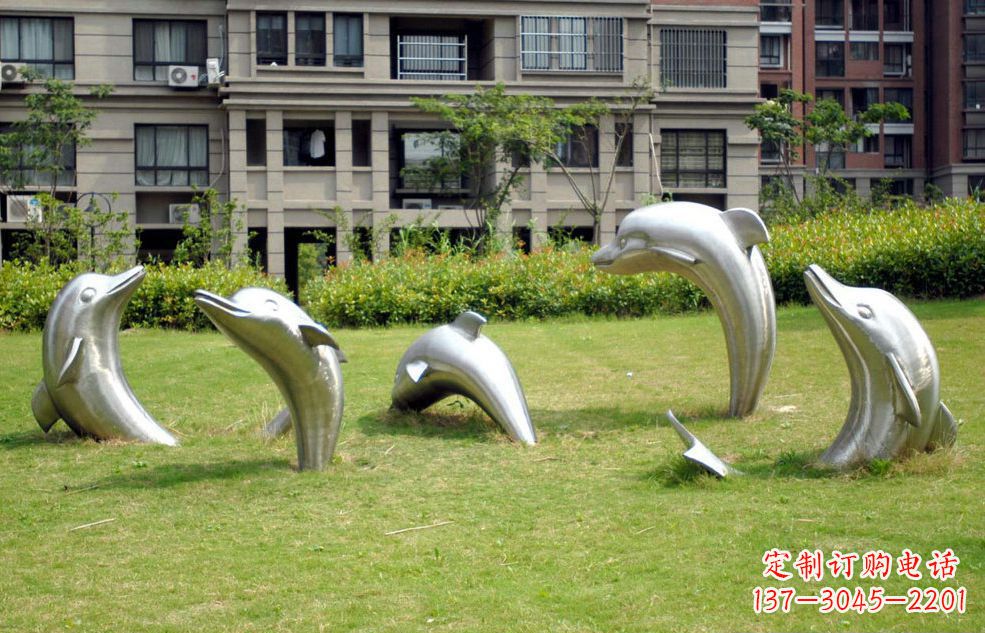 无锡不锈钢海豚小区雕塑