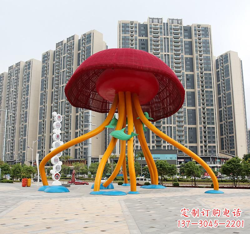 无锡不锈钢海洋水母动物雕塑精美绝伦