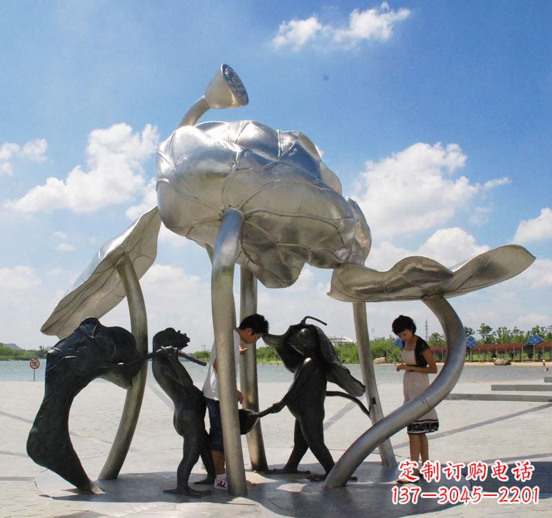 无锡荷花之美——不锈钢荷花广场雕塑