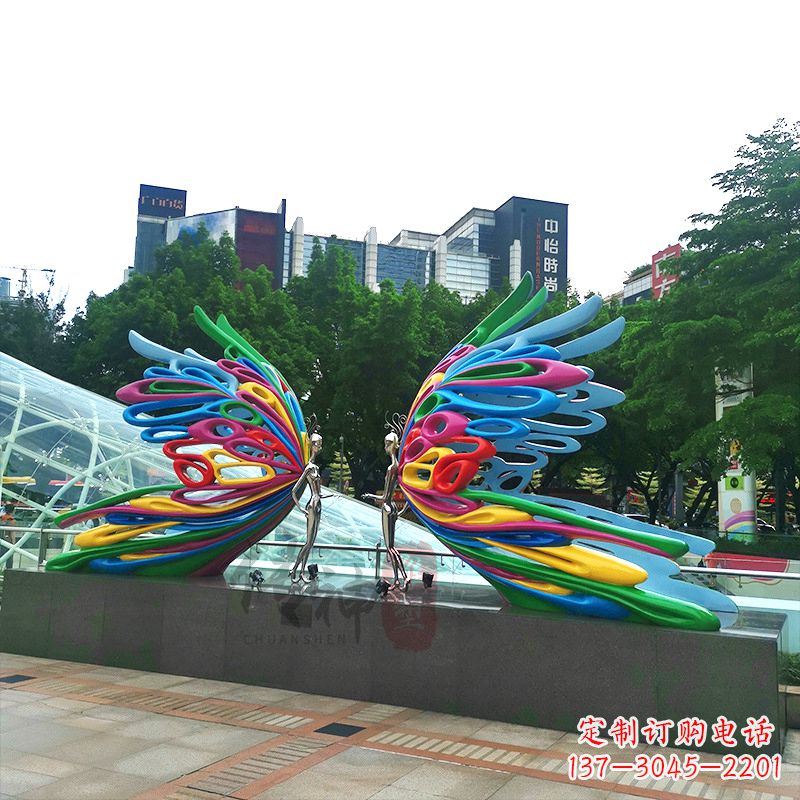 无锡不锈钢蝴蝶仙子城市广场步道装饰雕塑