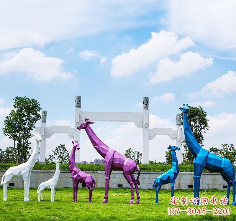 无锡不锈钢材质的长颈鹿雕塑