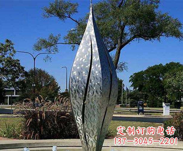 无锡不锈钢花骨朵喷泉雕塑精致细节展现精美艺术