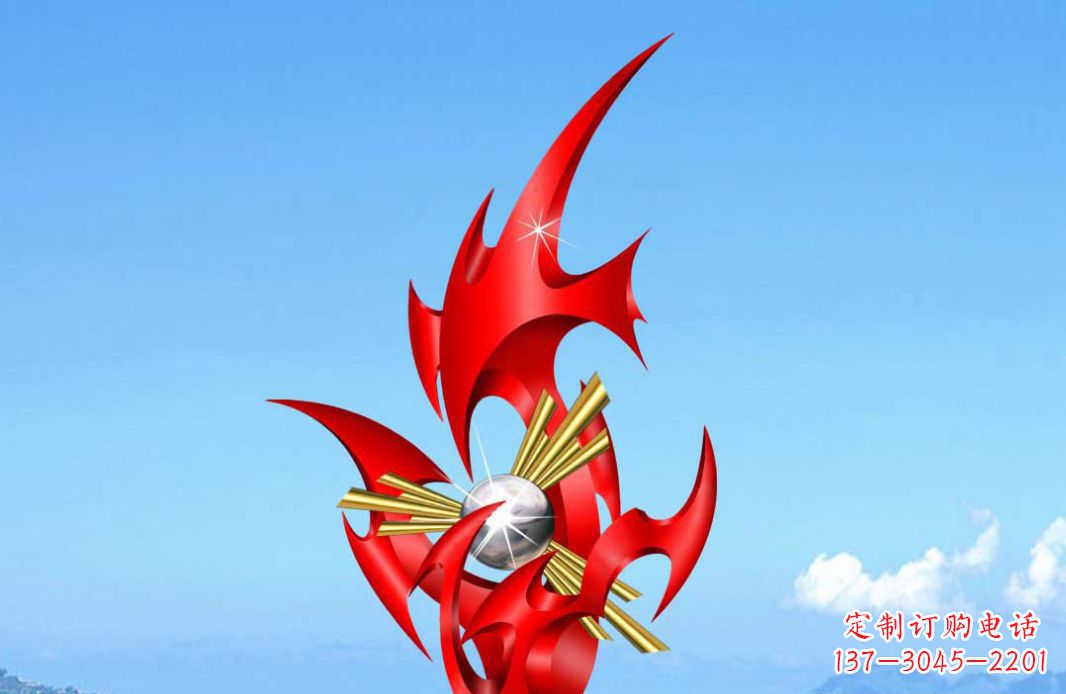 无锡不锈钢火苗抽象景观雕塑给城市添彩