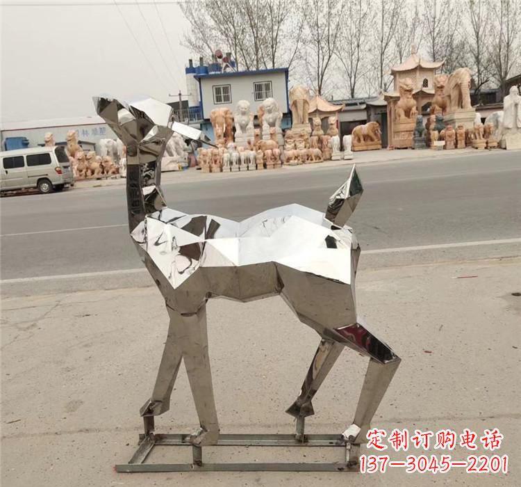 无锡不锈钢几何小鹿雕塑精美艺术品