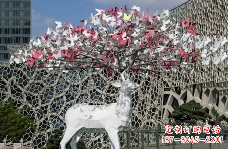 无锡不锈钢几何小鹿雕塑222