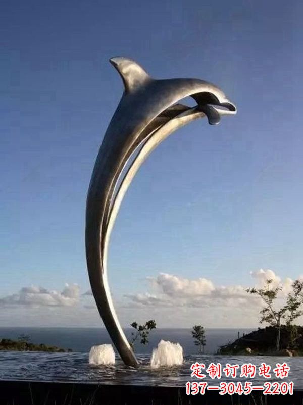 无锡不锈钢景区大型抽象海豚雕塑