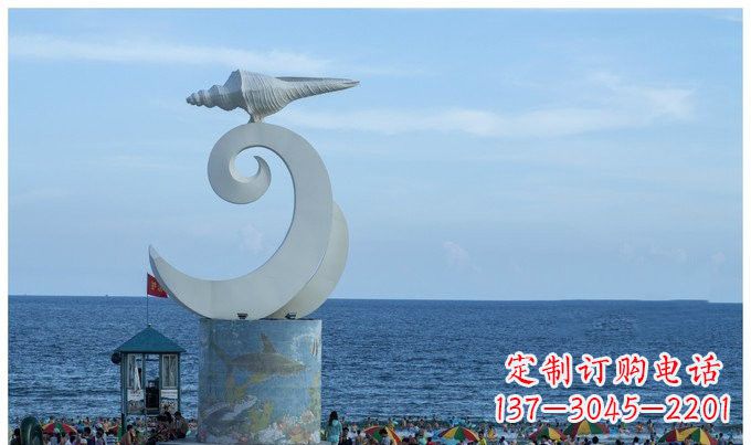 无锡不锈钢景区海浪和海螺雕塑