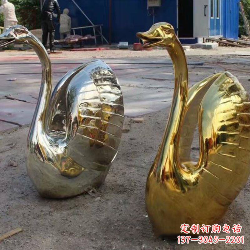 无锡不锈钢天鹅雕塑精美而绚丽