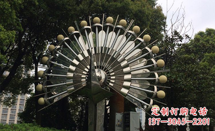无锡不锈钢孔雀开屏公园雕塑