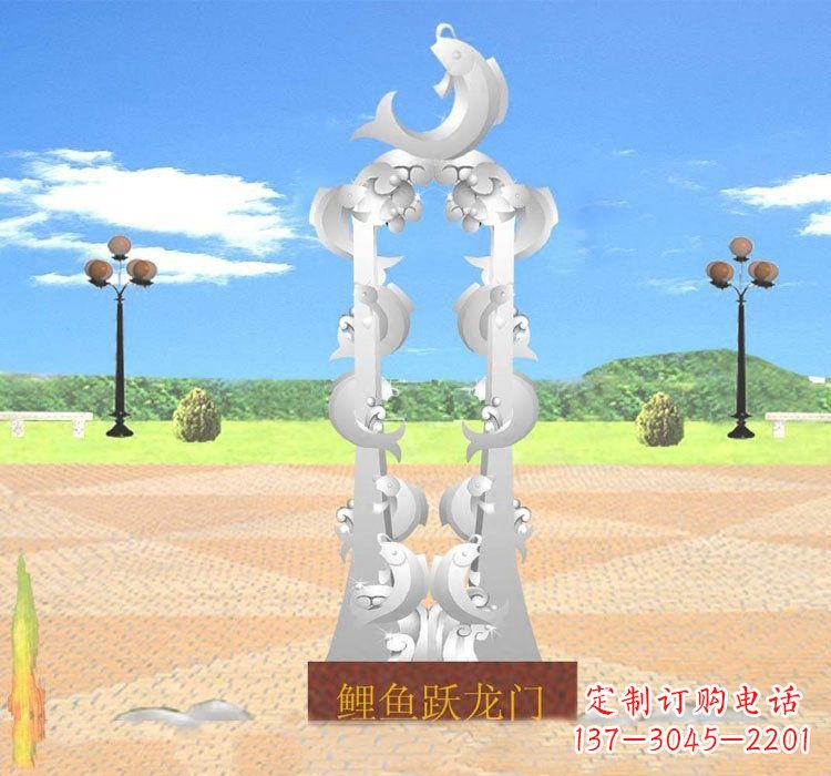 无锡不锈钢鲤鱼跃龙门雕塑——传承传统文化的艺术瑰宝