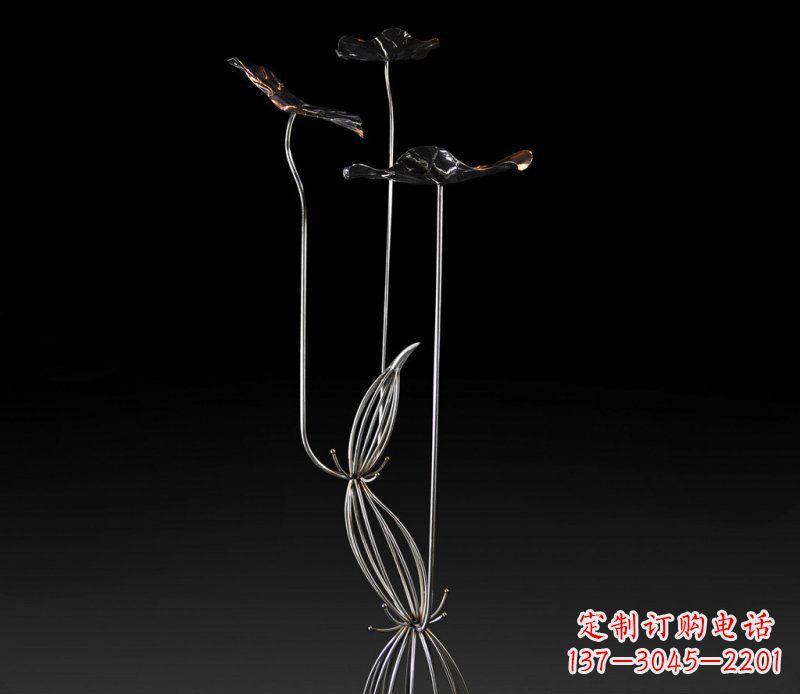无锡不锈钢荷叶雕塑——给大厅景观带来清新气息
