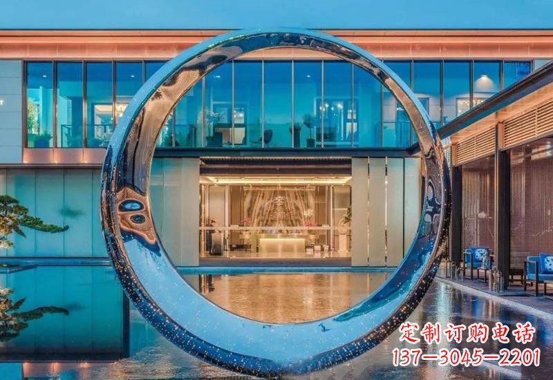 无锡不锈钢镂空灯光圆环雕塑