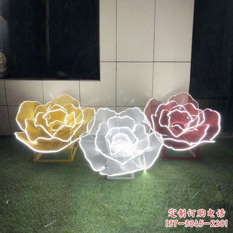 无锡精美不锈钢玫瑰花灯光雕塑