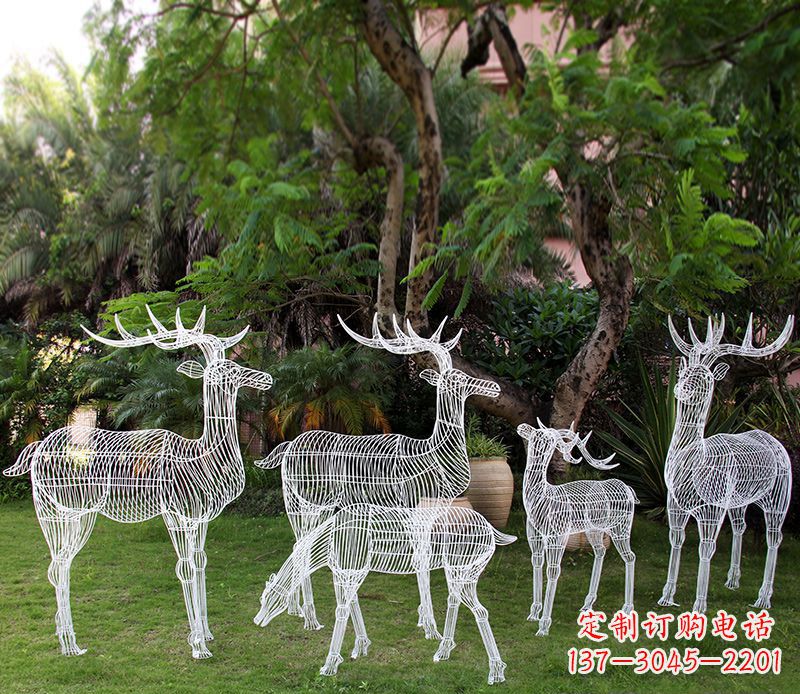 无锡精美的不锈钢镂空梅花鹿雕塑