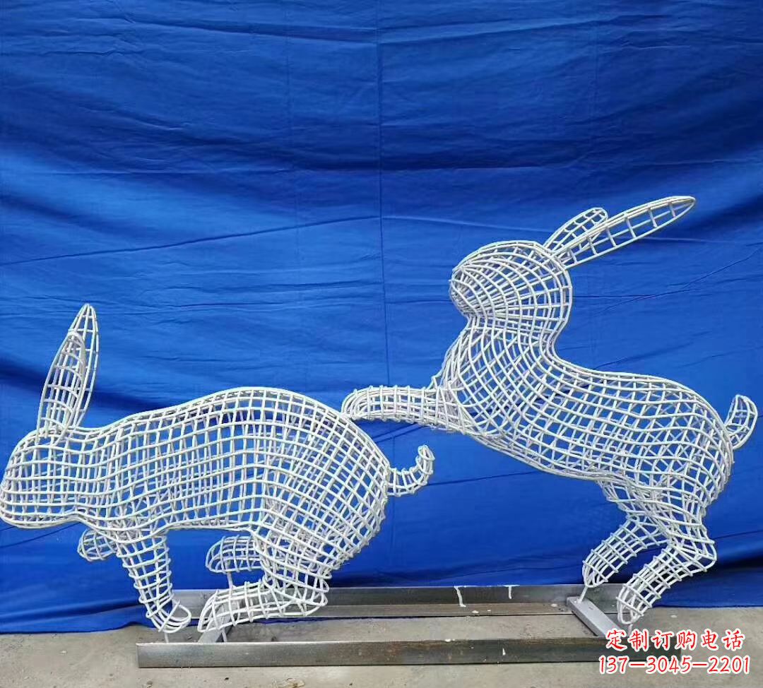 无锡不锈钢镂空兔子公园动物雕塑