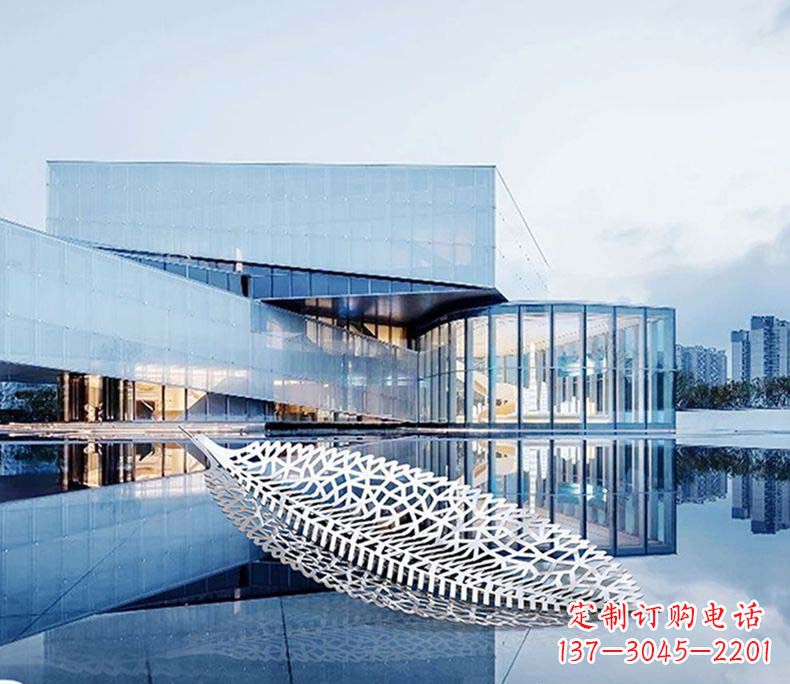 无锡不锈钢镂空一叶扁舟树叶雕塑