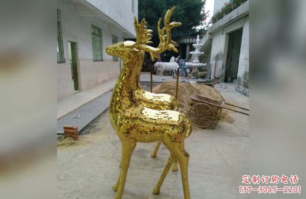 无锡不锈钢鹿公园动物雕塑