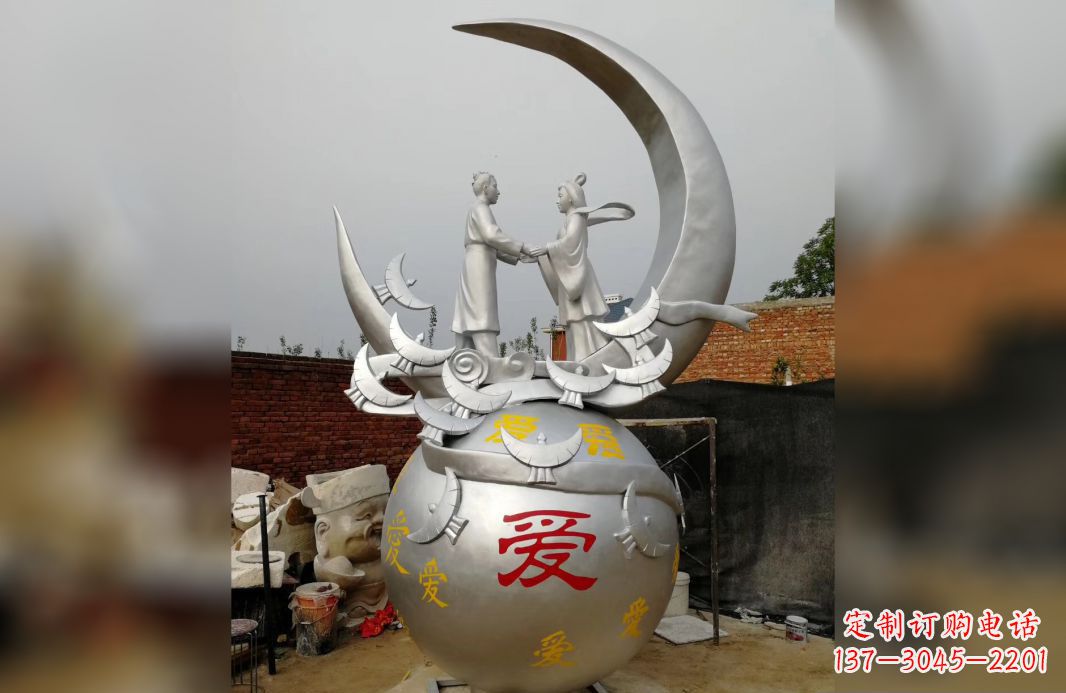 无锡不锈钢牛郎织女雕塑爱情永存