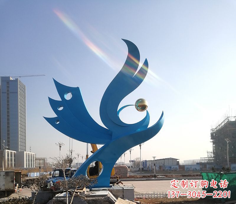 无锡不锈钢喷漆凤凰雕塑 (2)
