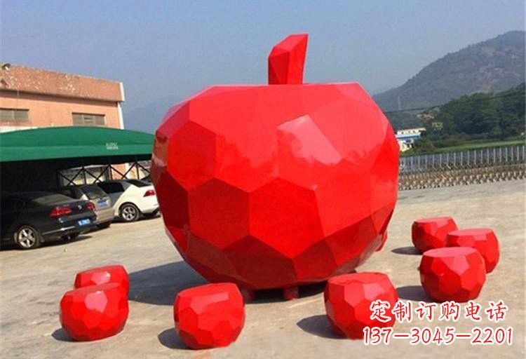 无锡不锈钢喷漆苹果雕塑