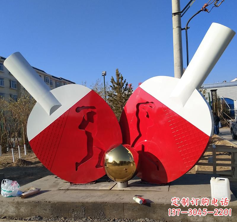 无锡不锈钢乒乓球运动雕塑